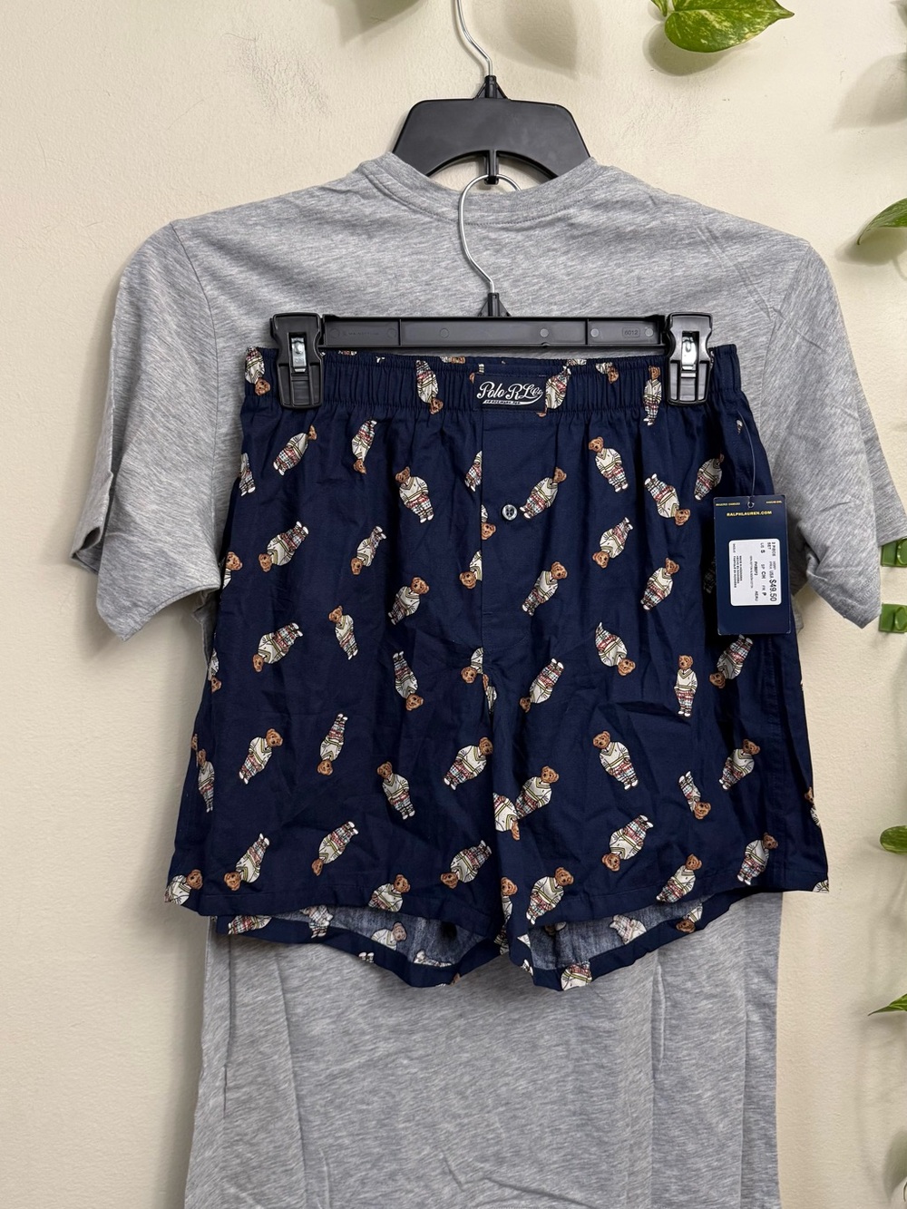 Ralph Lauren Navy Boxer Shorts with Polo Bear Print